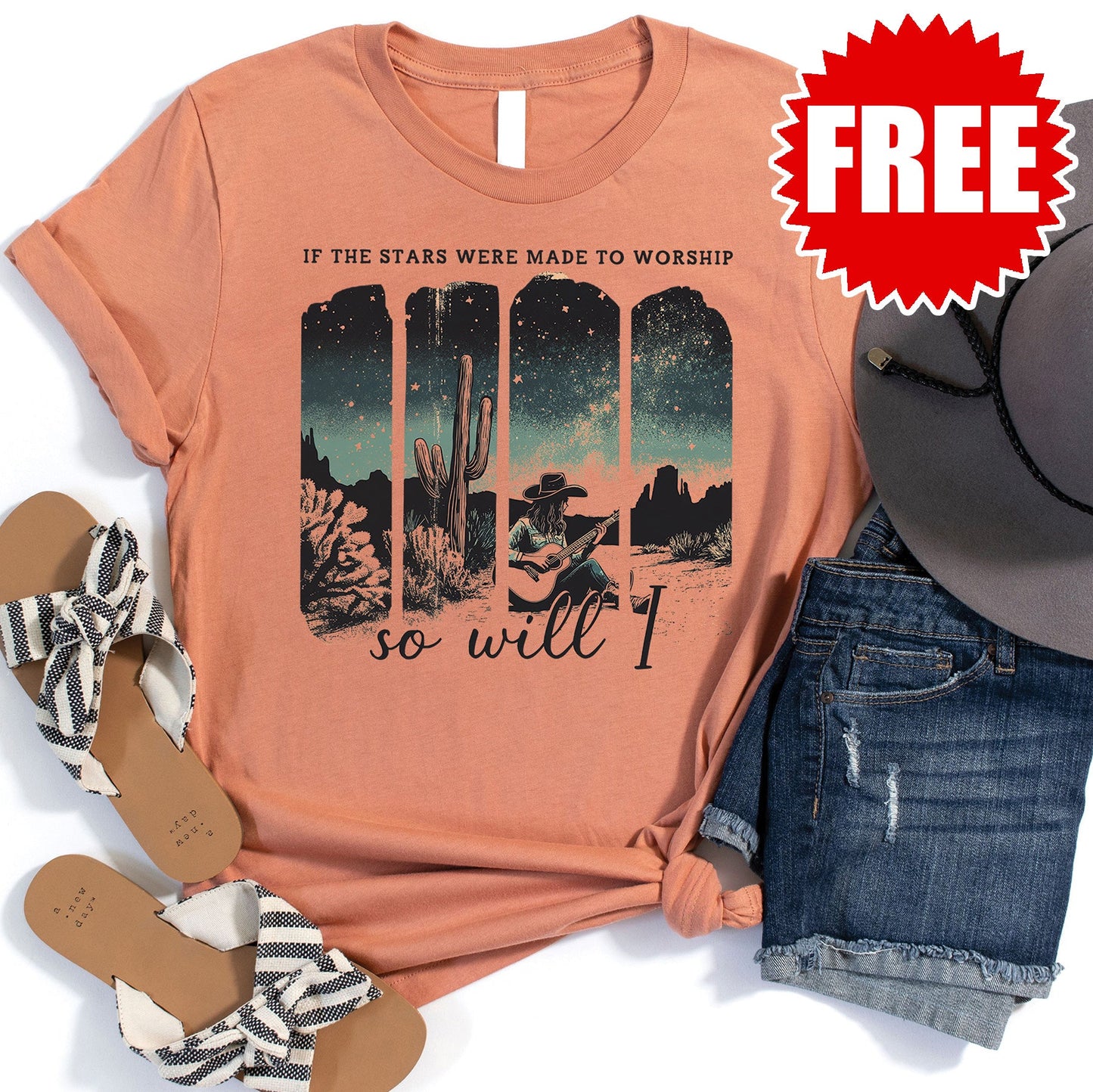 So Will I Western Tee - Heather Terracotta - 0