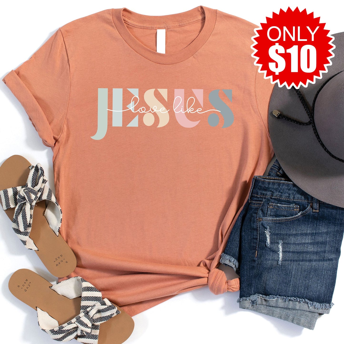 Love Like Jesus Tee - Heather Terracotta