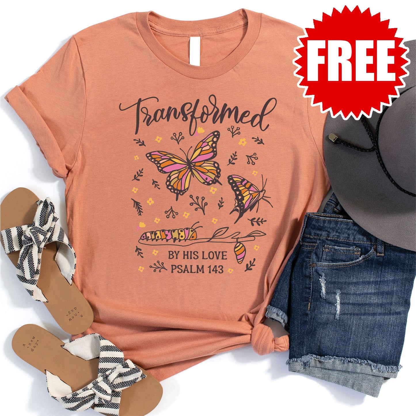 Transformed by His Love Tee - Heather Terracotta - 0