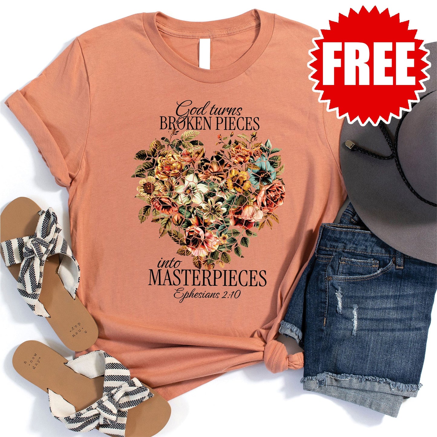 Masterpieces Tee - Heather Terracotta - 0