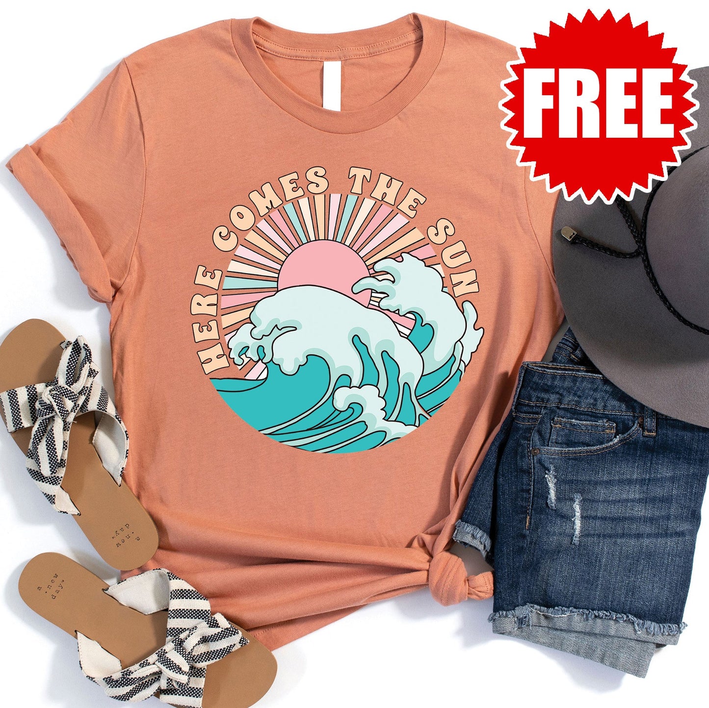 Here Comes the Sun Tee - Heather Terracotta - 0