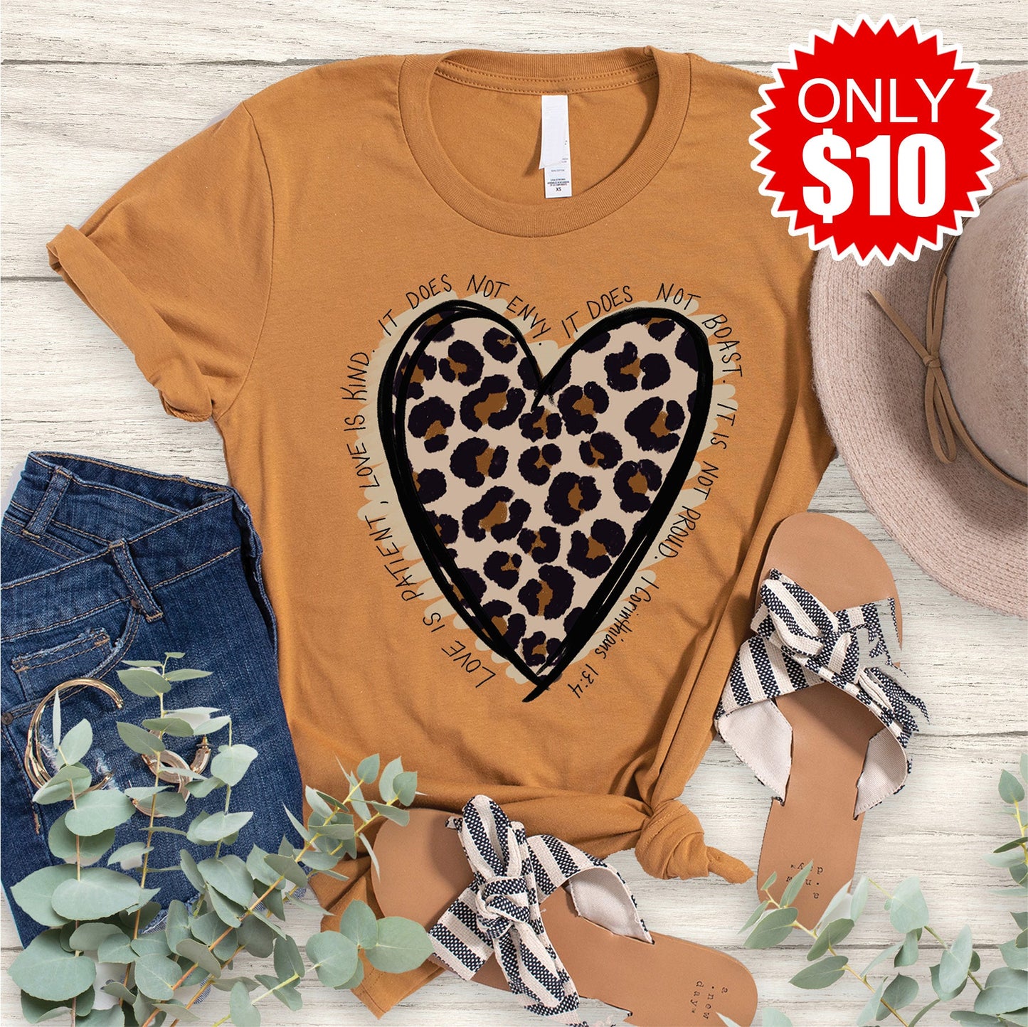 Love Leopard Tee - Heather Toast