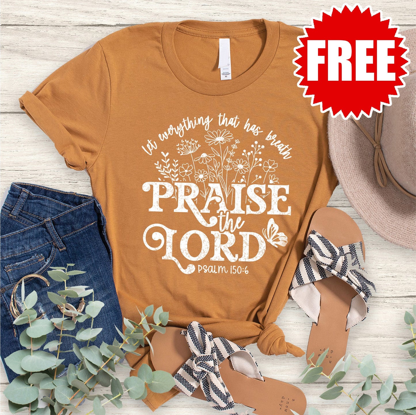 Praise The Lord Tee - Heather Toast - 0