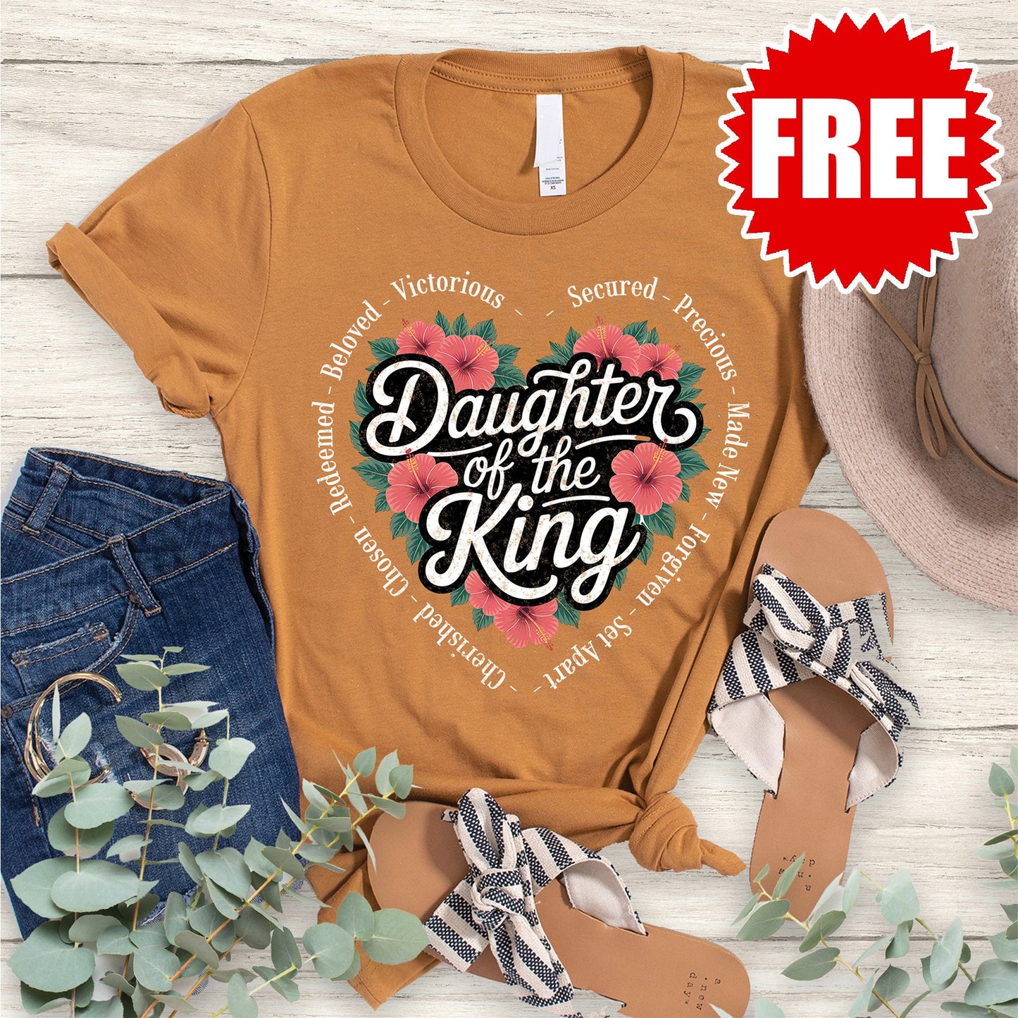 Daughter Of The King Tee - Heather Toast - 0