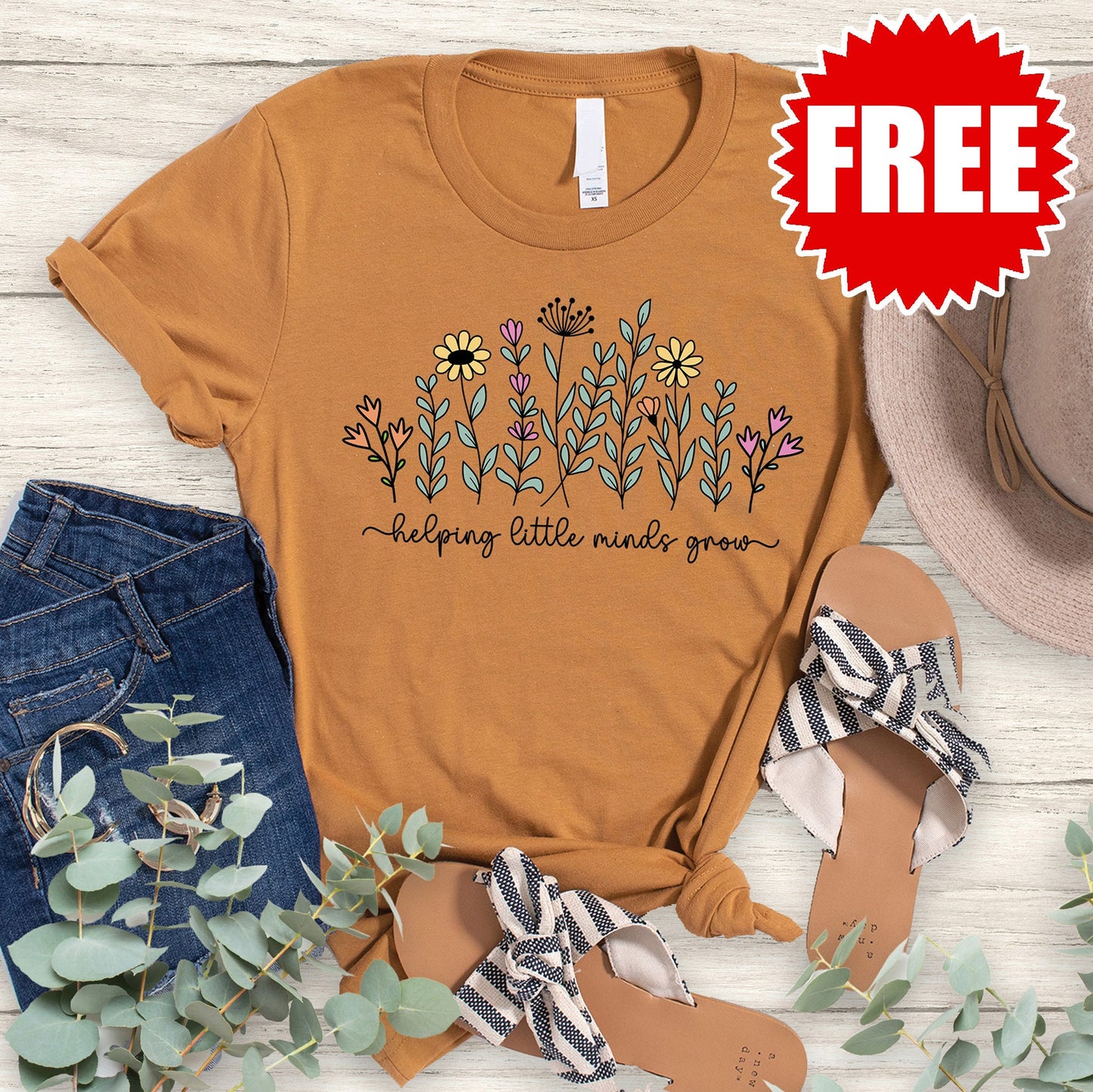 Helping Little Minds Tee - Heather Toast - FREE