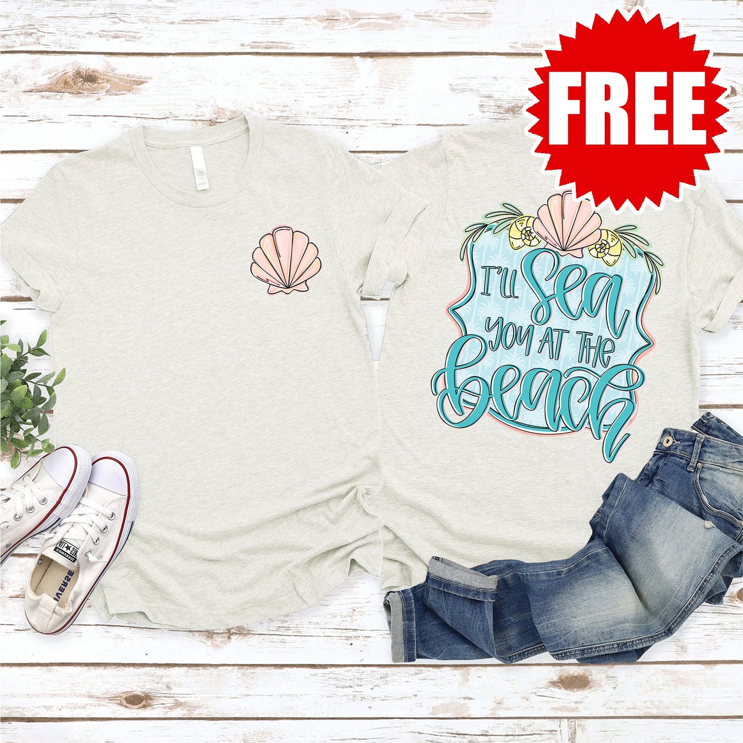 Sea You Tee - Heather Vanilla Sky - 0