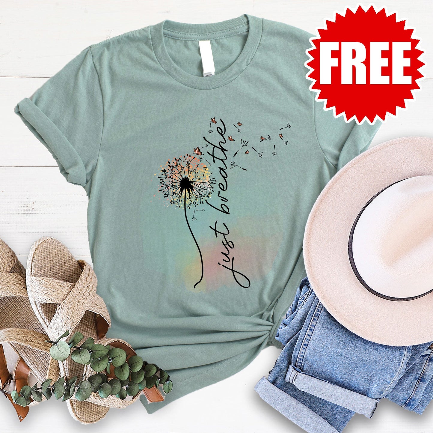Just Breathe Tee - Heather Honeydew Mist - 0