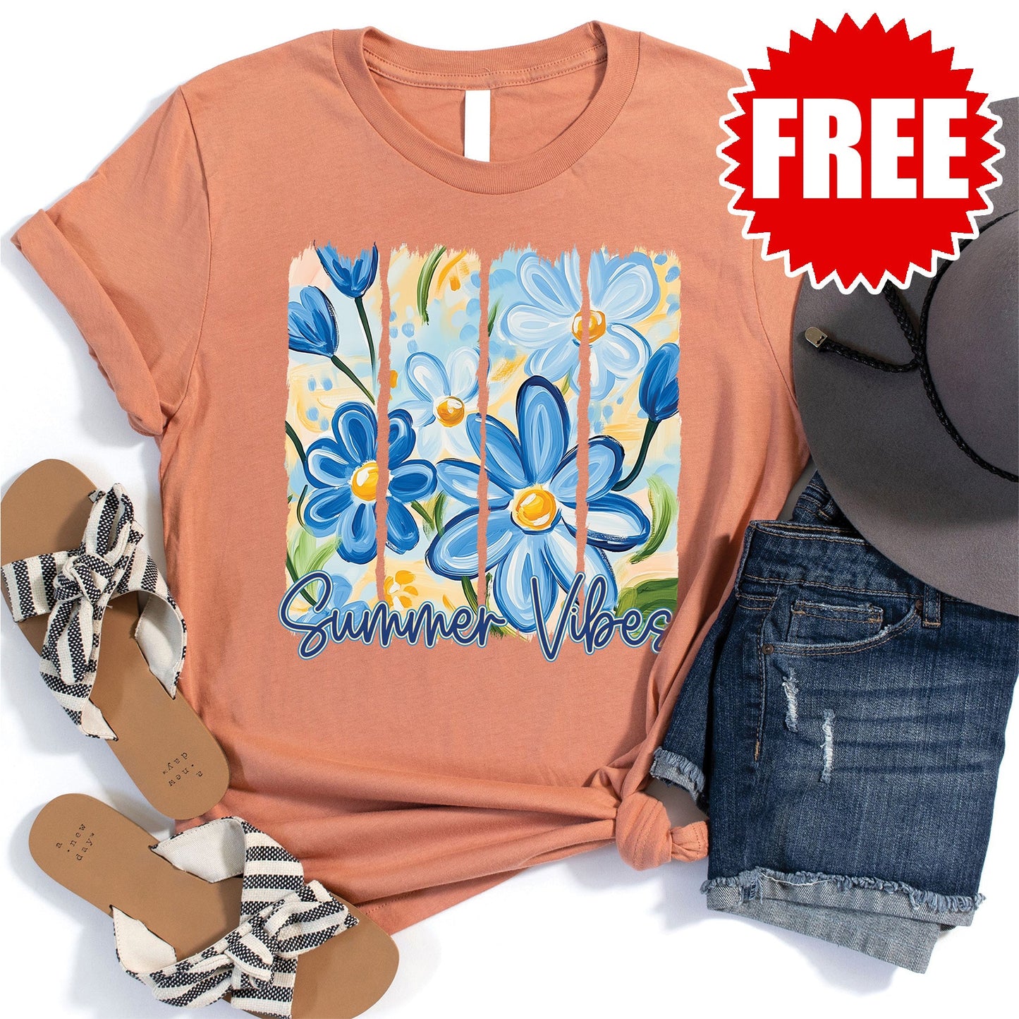 Summer Vibes Tee - Heather Peach Sorbet - 0