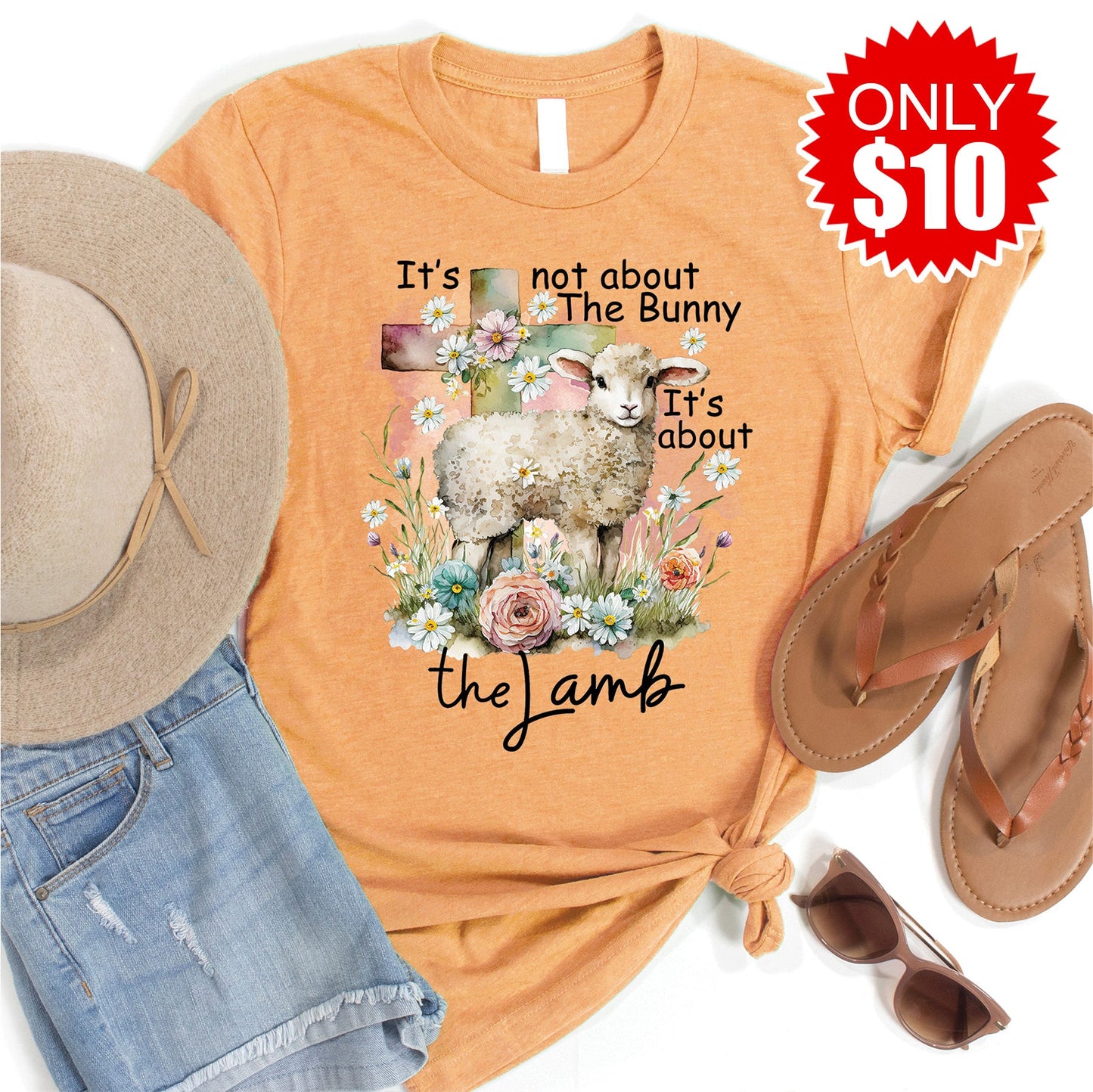 It's About the Lamb Tee - Heather Apricot