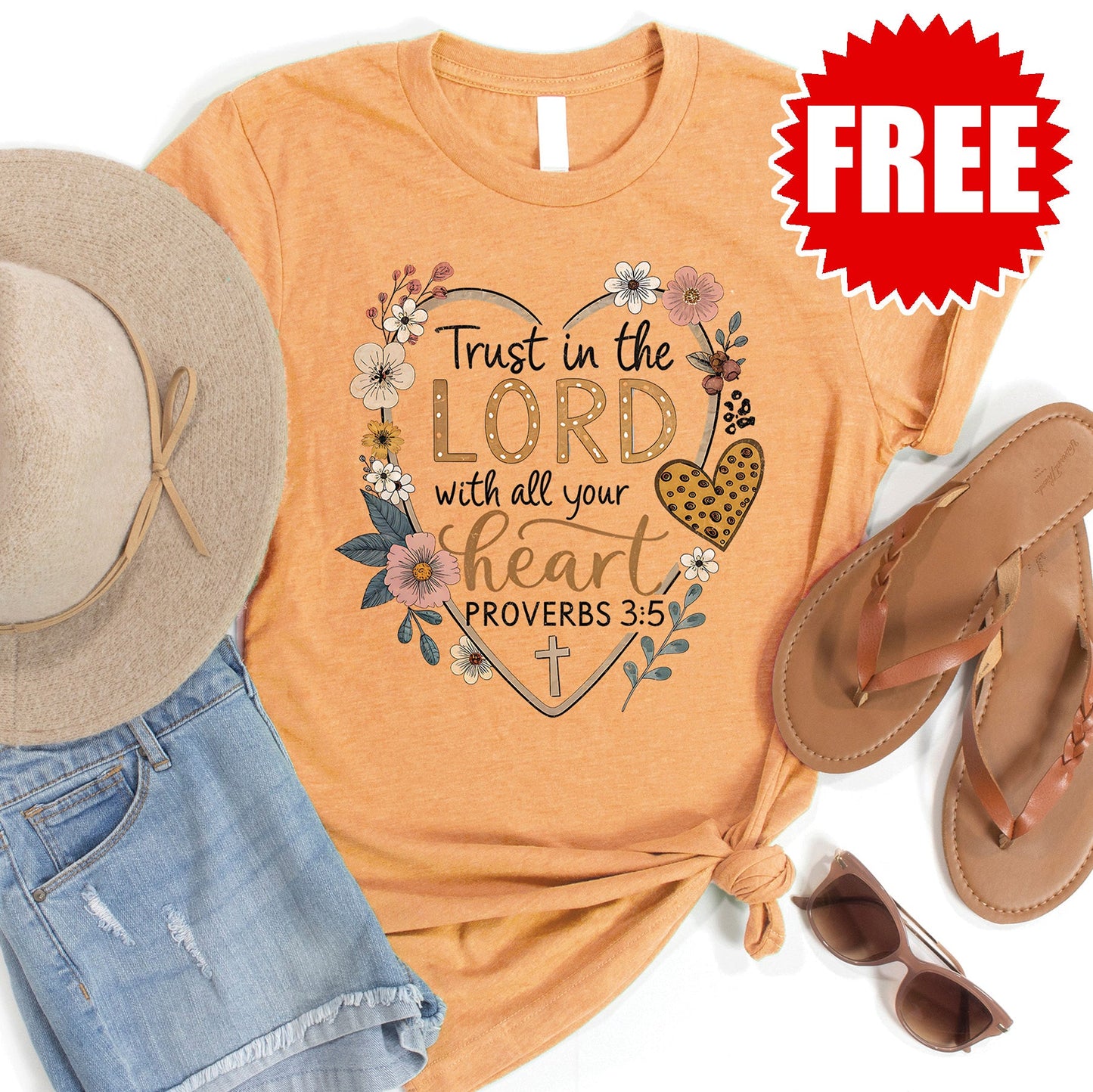 Trust In The Lord Tee - Heather Apricot - FREE