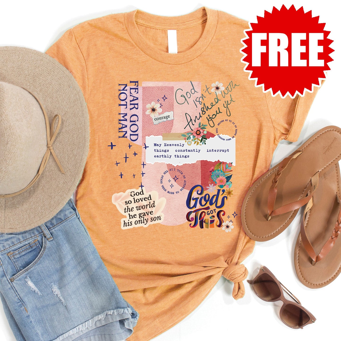God Isn't Finished Tee - Heather Apricot - FREE