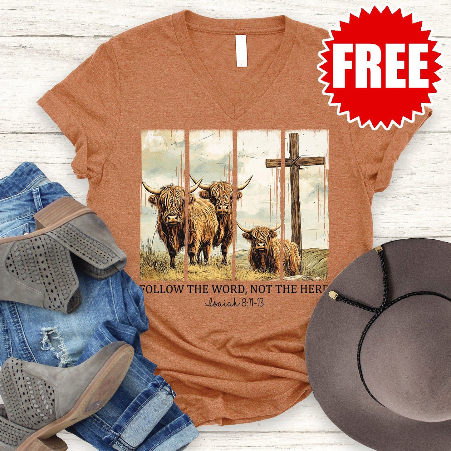 Follow the Word not the Herd Tee - Heather Autumn - FREE