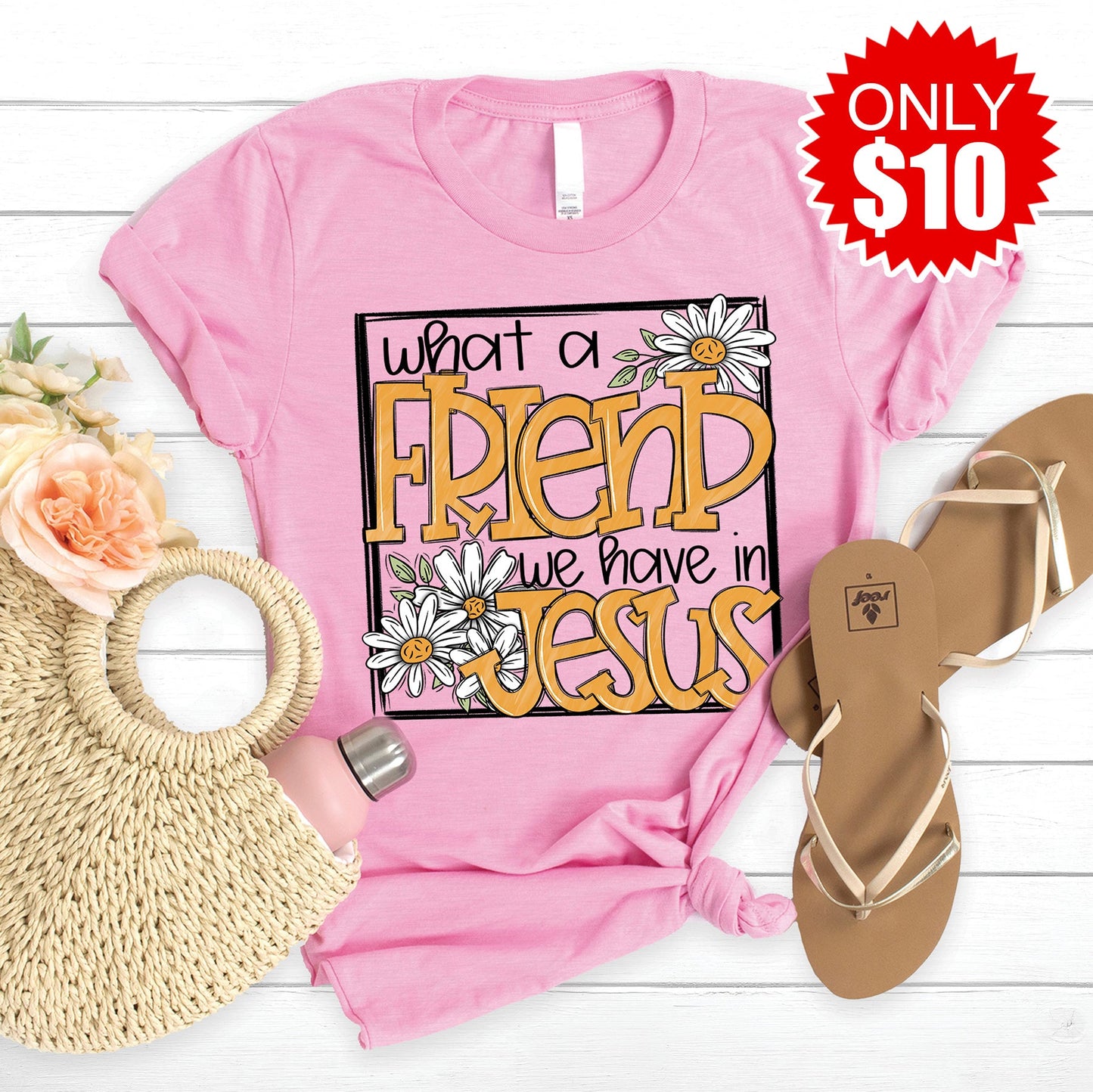 What A Friend Tee - Heather Bubble Gum