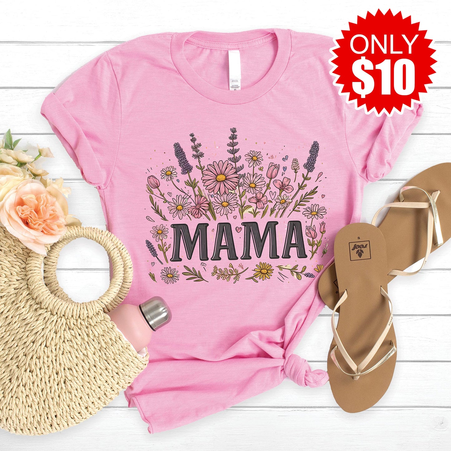 Mama Tee - Heather Bubble Gum