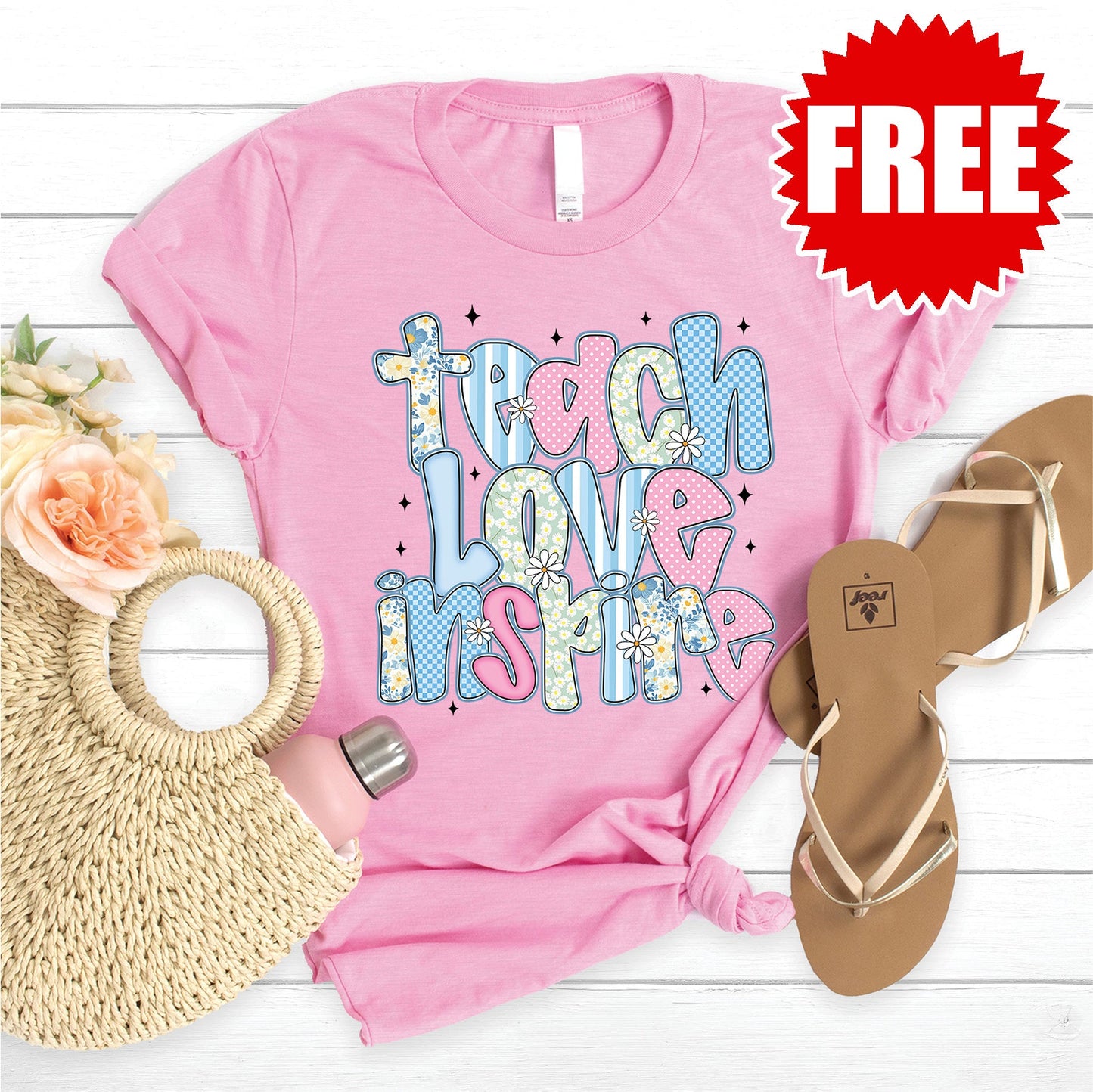 Teach Love Inspire Tee - Heather Bubble Gum - 0