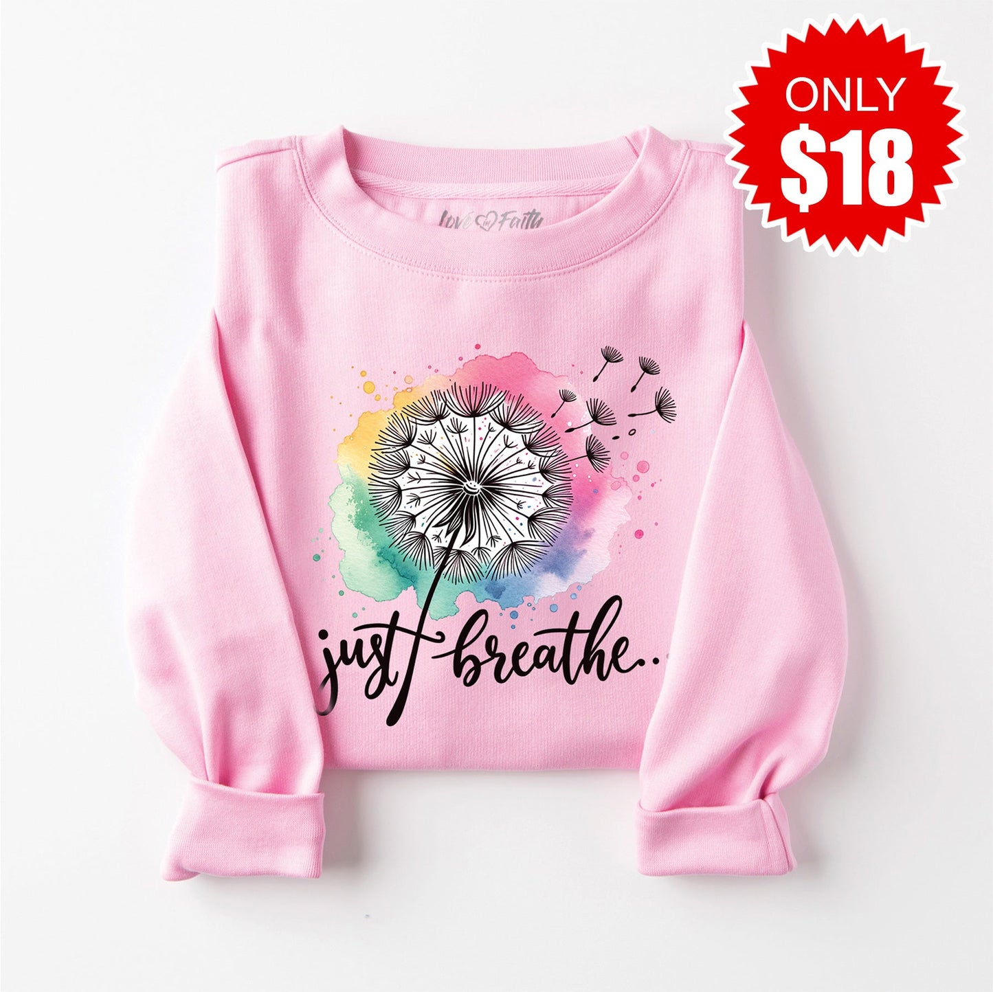 Just Breathe Sweatshirt - Heather Bubble Gum - 18
