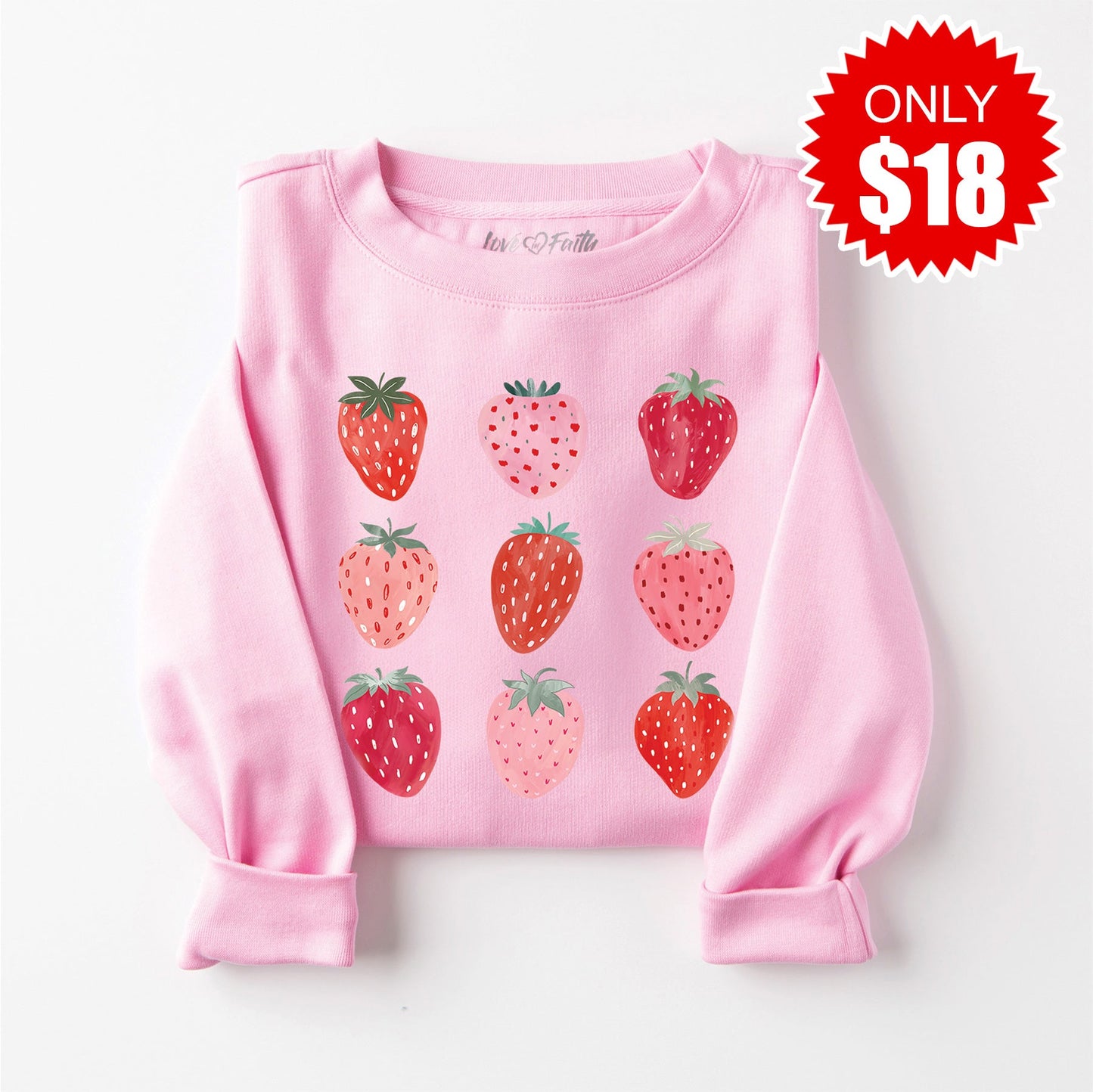 Strawberries Sweatshirt - Heather Bubble Gum - 18