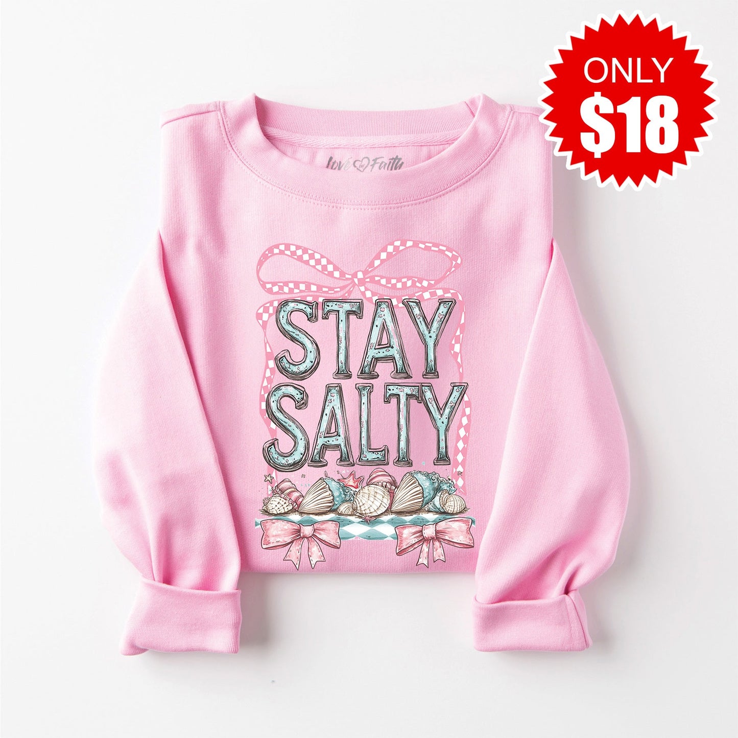 Stay Salty Sweatshirt - Heather Bubble Gum - 18