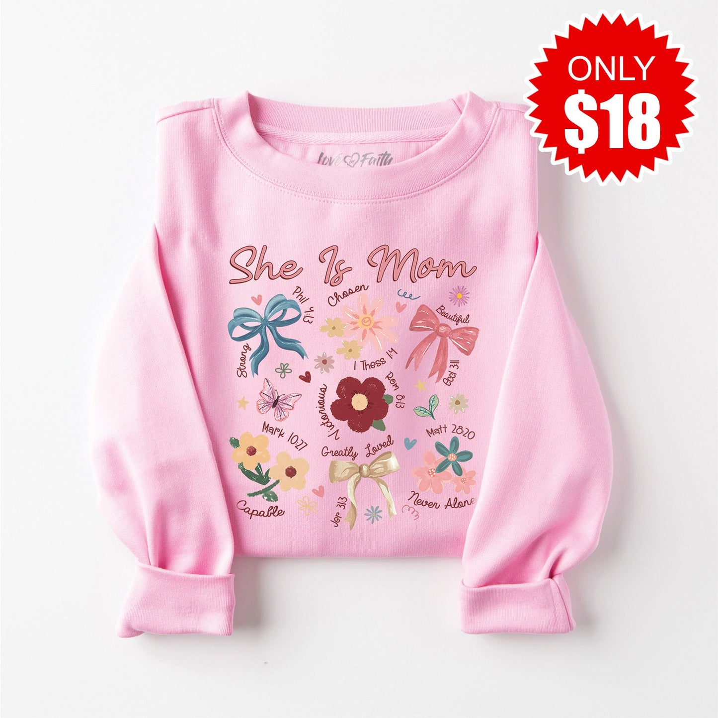 She is Mom Doodles Sweatshirt - Heather Bubble Gum - 18