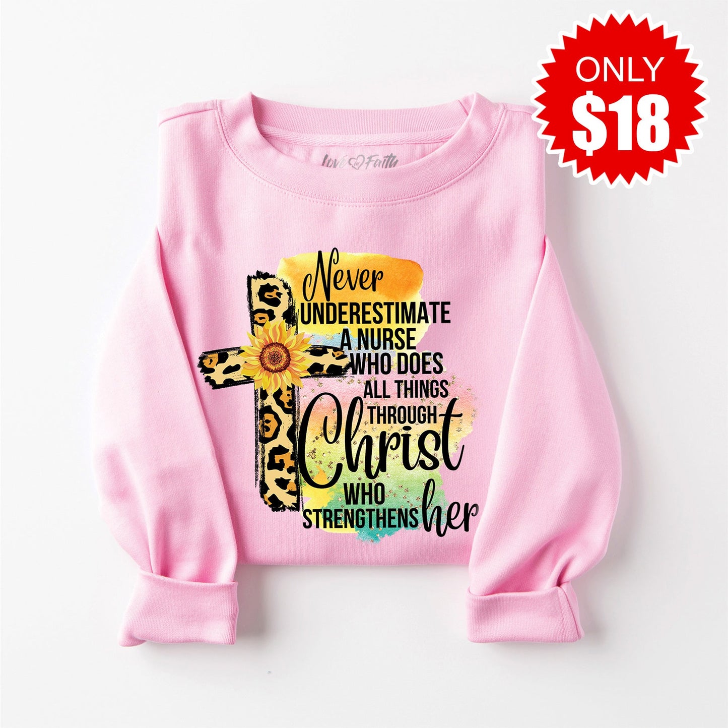 Never Underestimate a Nurse Sweatshirt - Heather Bubble Gum - 18