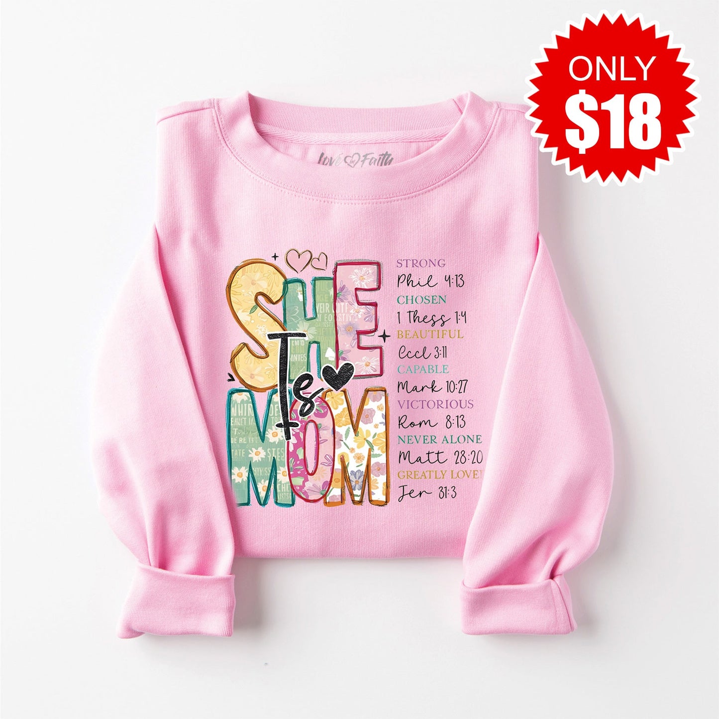She is Mom Sweatshirt - Heather Bubble Gum - 18