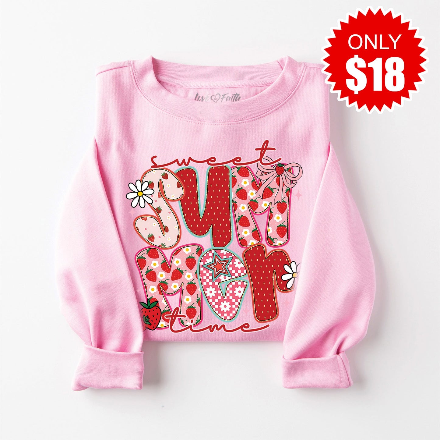 Summer Time Sweatshirt - Heather Bubble Gum - 18