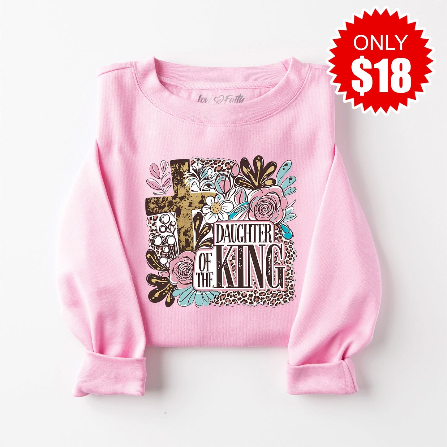 Daughter of the King Sweatshirt - Heather Bubble Gum - 18