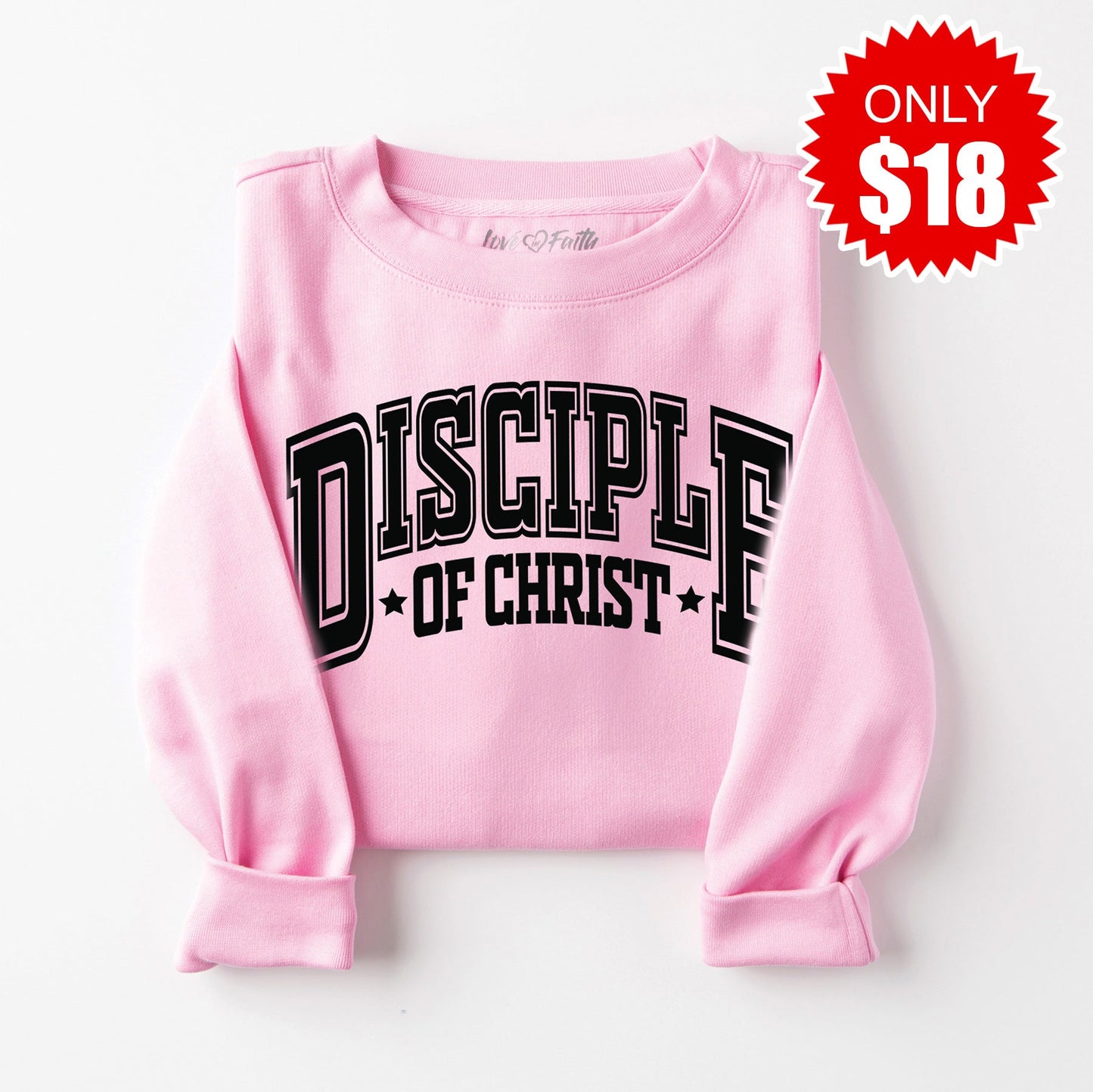 Disciple of Christ Sweatshirt - Heather Bubble Gum - 18