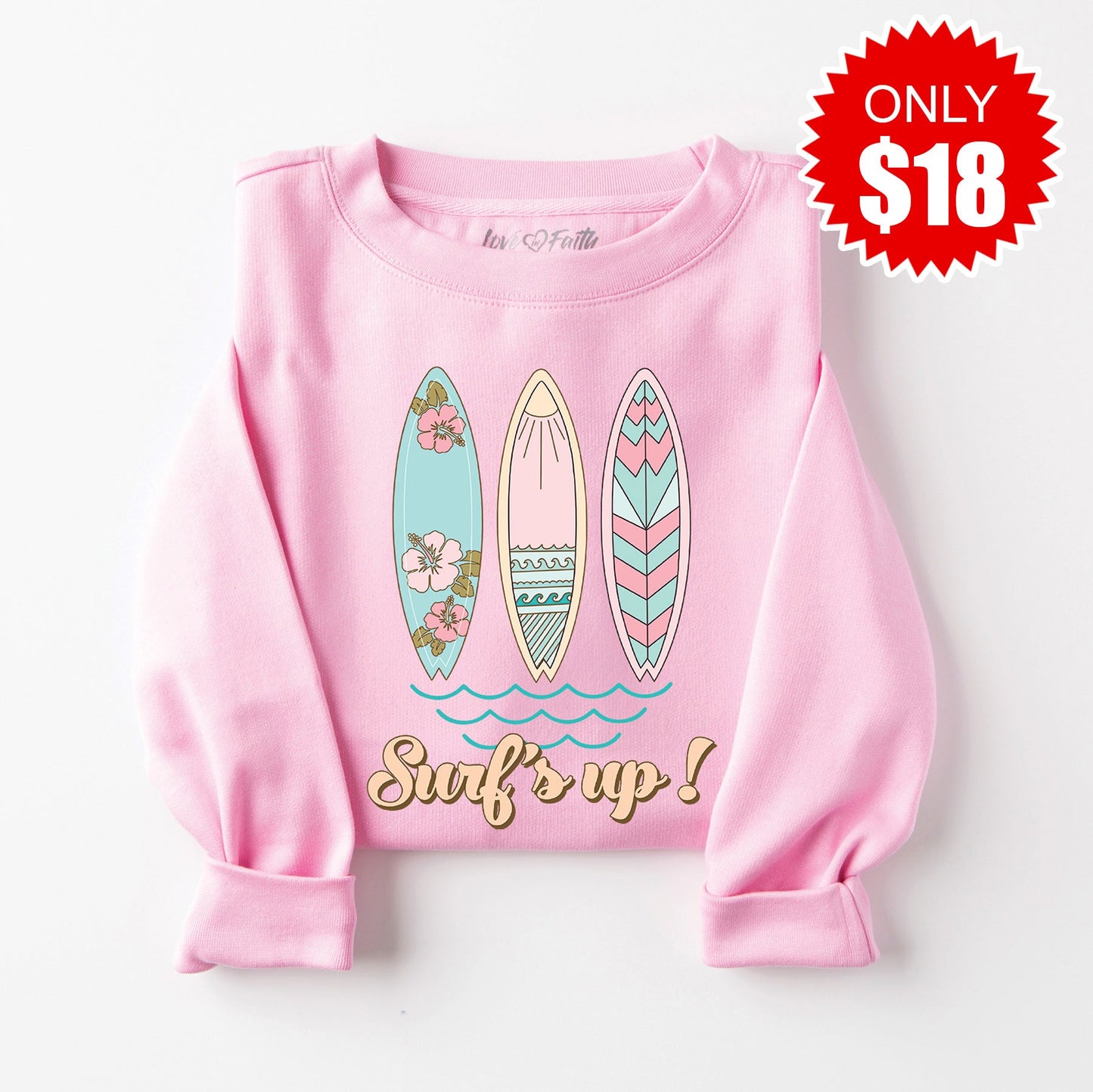Surf's Up Sweatshirt - Heather Bubble Gum - 18