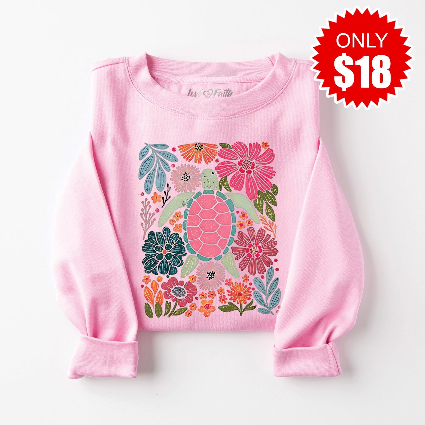 Turtle Sweatshirt - Heather Bubble Gum - 18