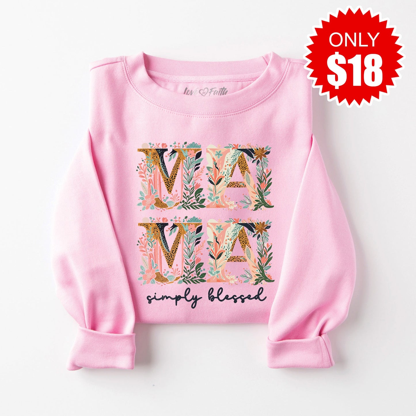 Mama Crewneck Sweatshirt - Heather Bubble Gum Style001