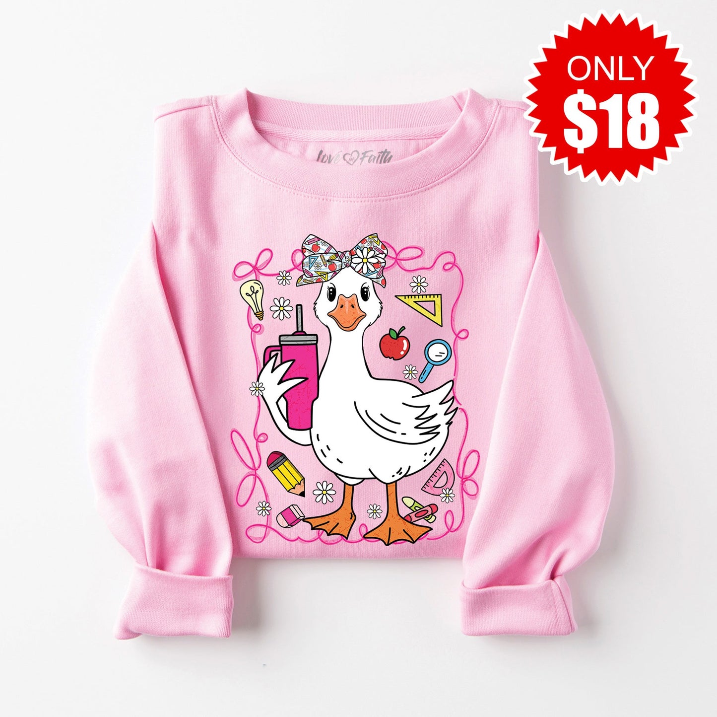 Duck Sweatshirt - Heather Bubble Gum - 18 Style001