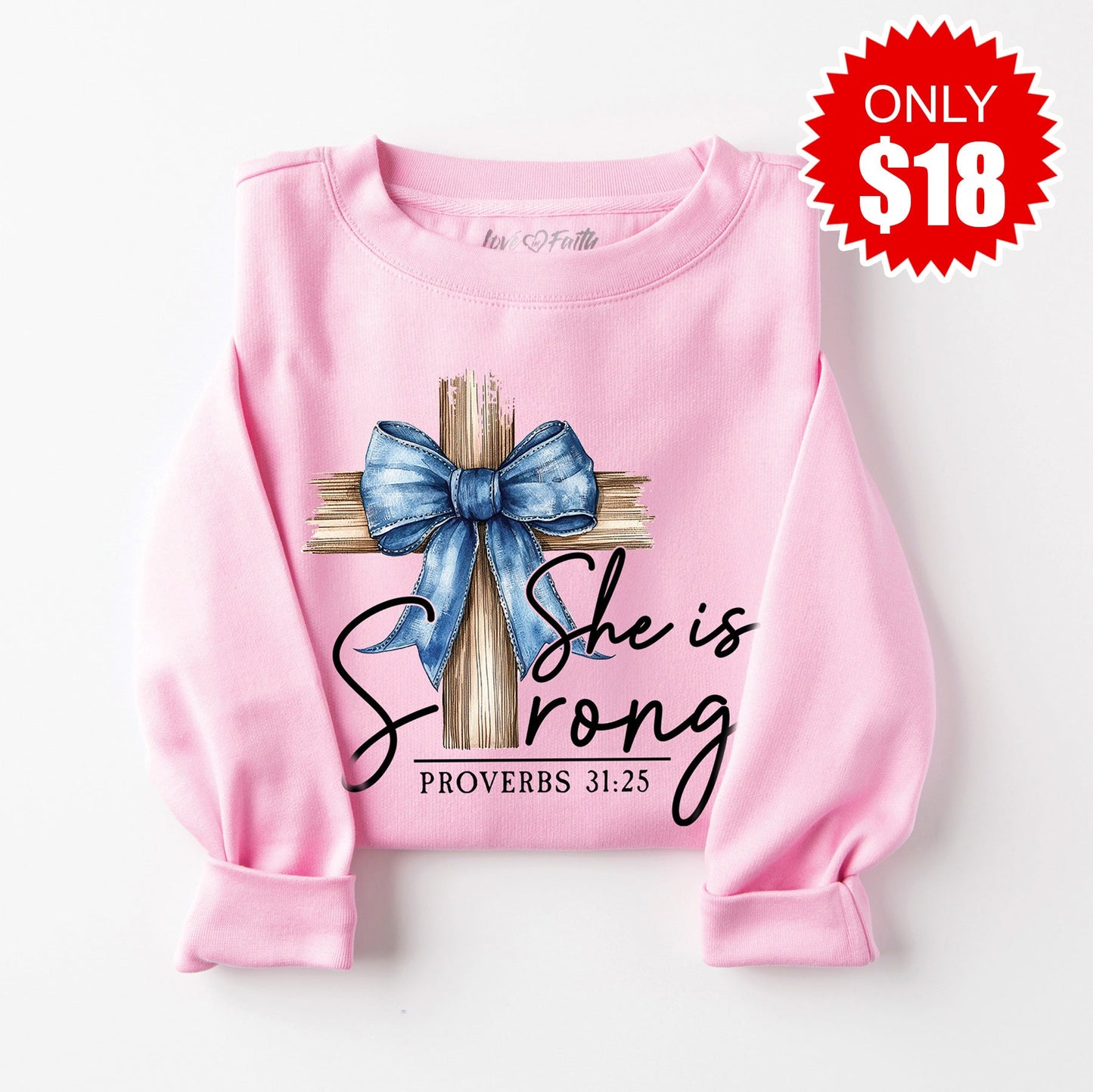 She is Strong Sweatshirt - Heather Bubble Gum - 18