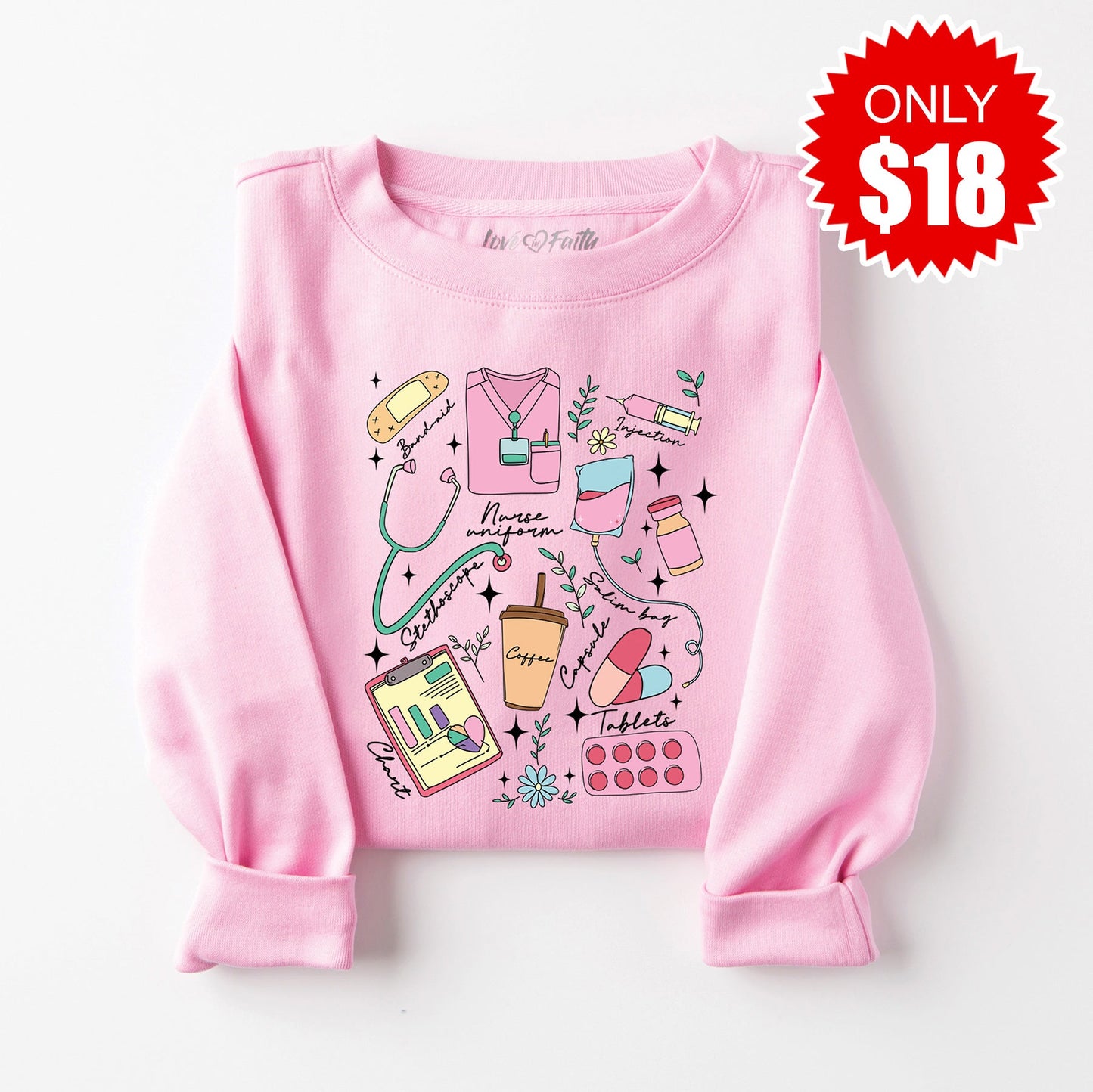 Nurse Stuff 2 Sweatshirt - Heather Bubble Gum - 18