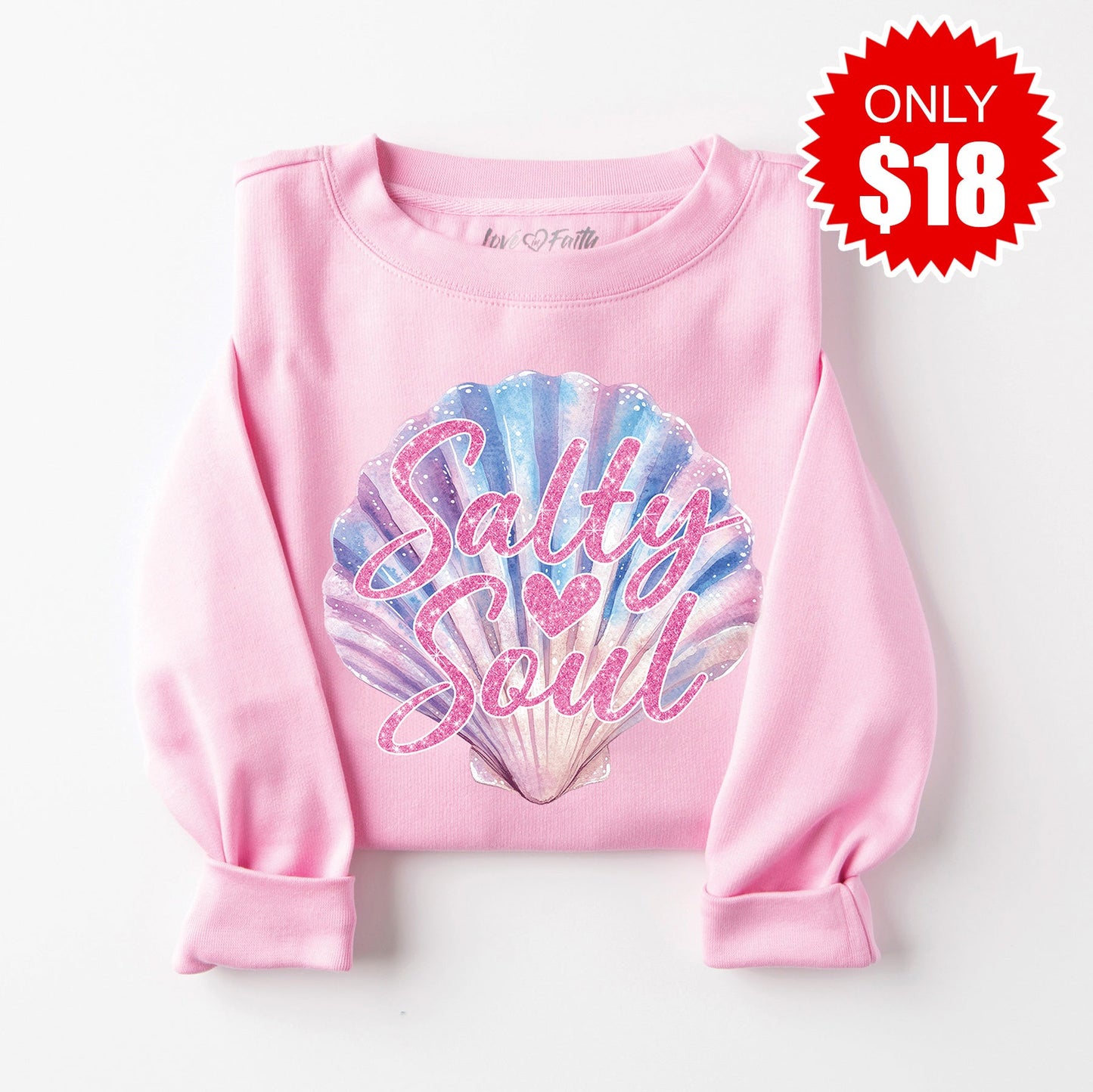 Salty Soul Shell Sweatshirt - Heather Bubble Gum - 18
