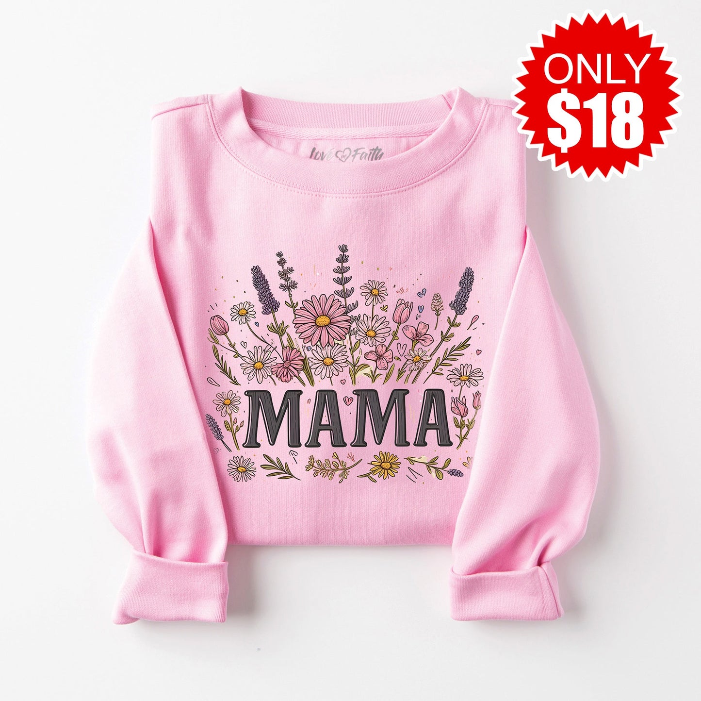 Mama Crewneck Sweatshirt - Heather Bubble Gum