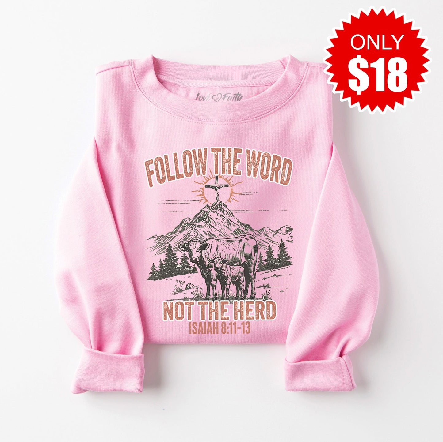 Follow the Word Sweatshirt - Heather Bubble Gum - 18