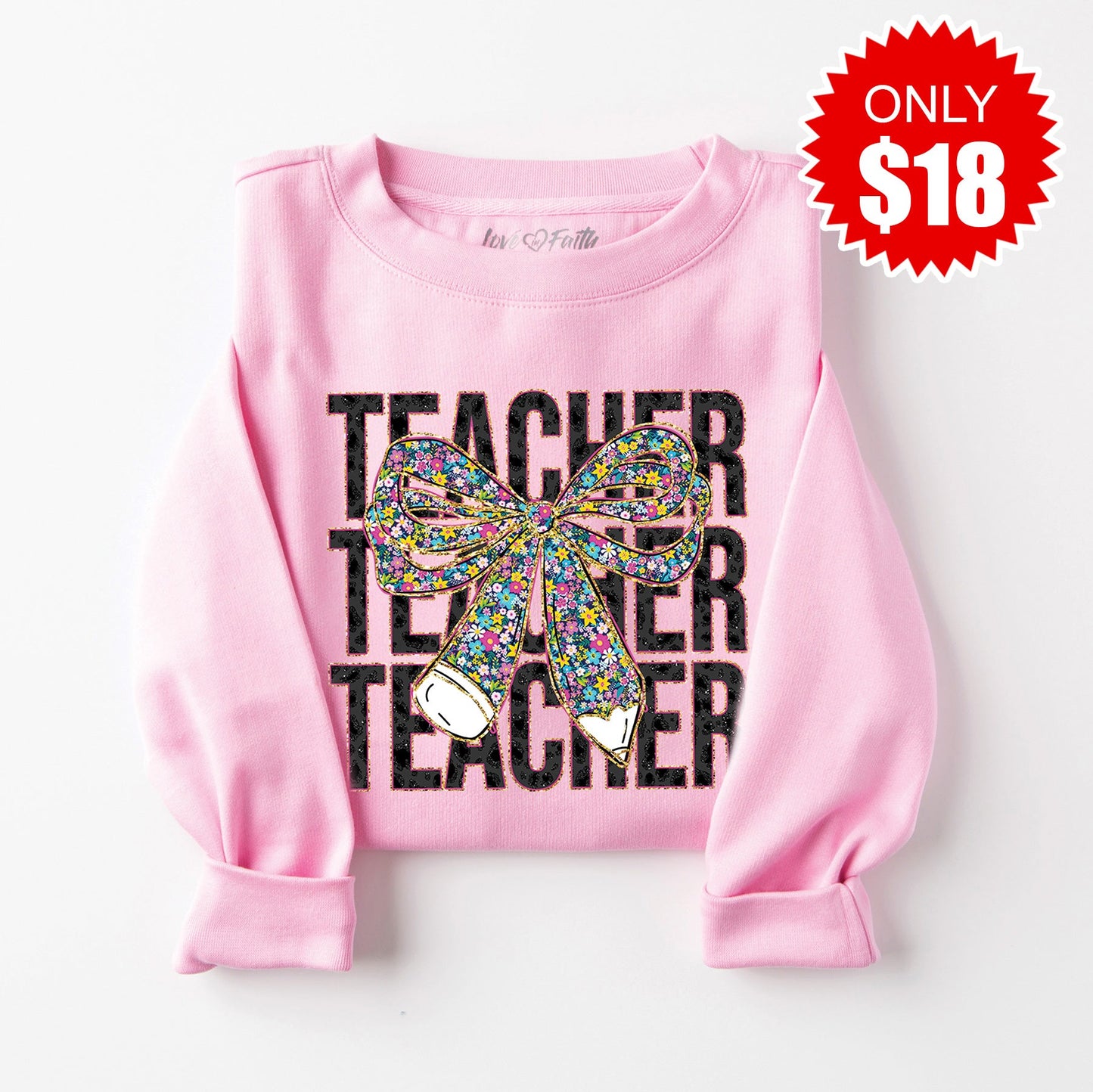 Teacher Sweatshirt - Heather Bubble Gum - 18