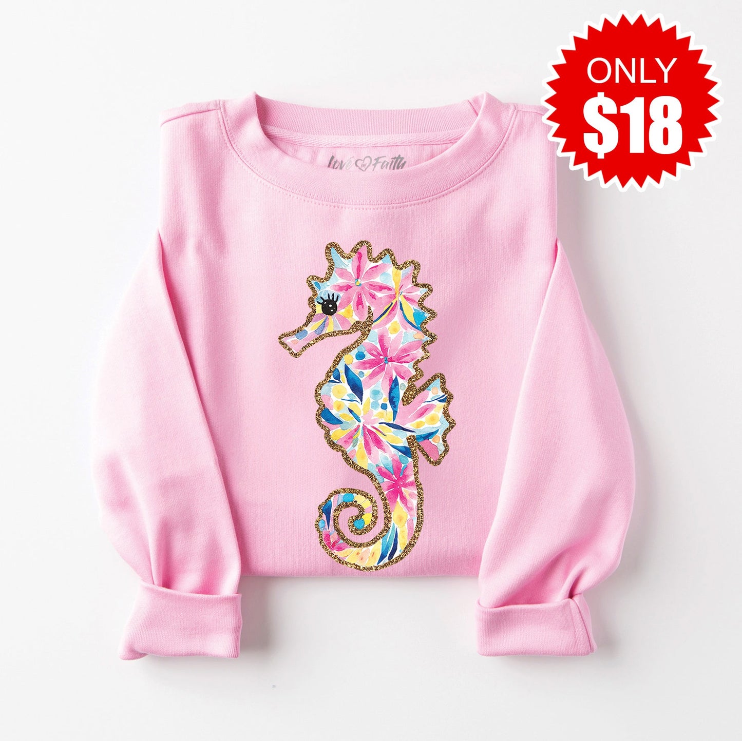 Seahorse Sweatshirt - Heather Bubble Gum - 18