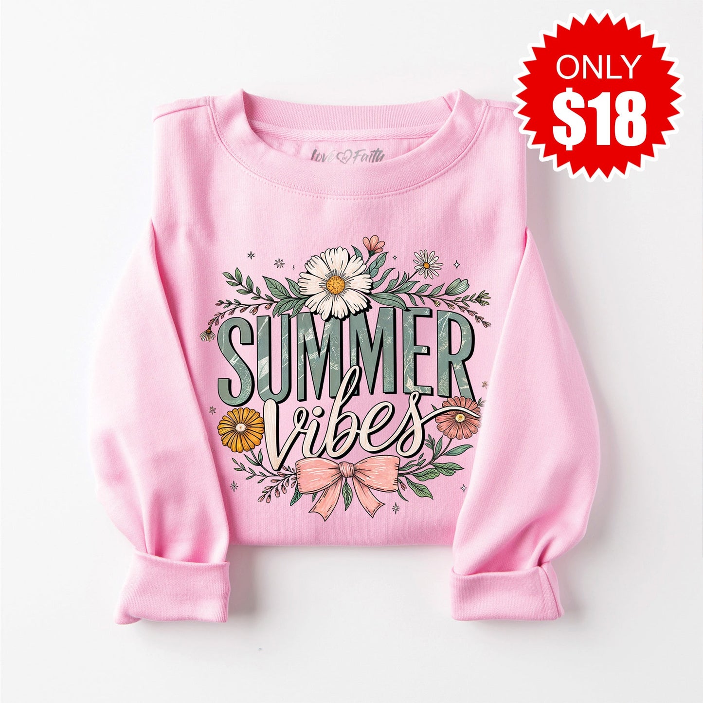 Summer Vibes Sweatshirt - Heather Bubble Gum - 18 Style001