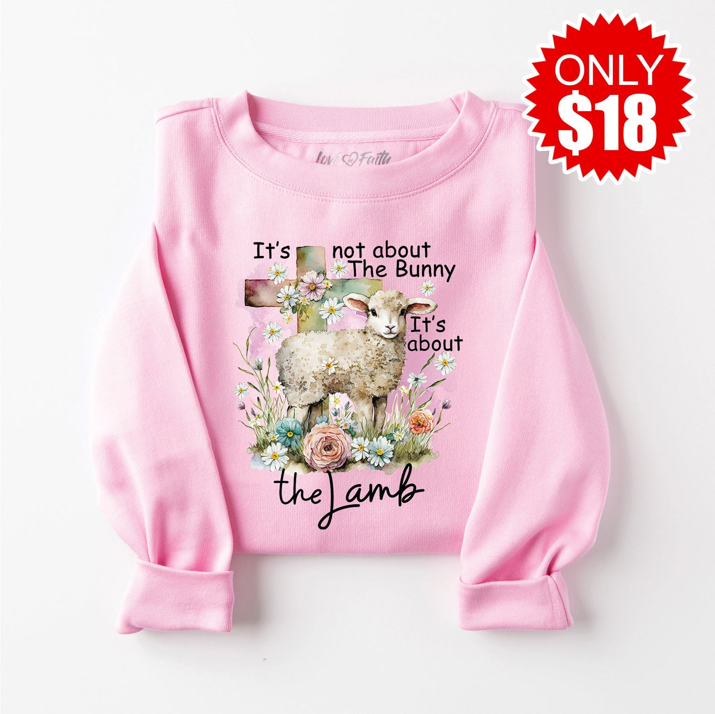 It's About the Lamb Crewneck Sweatshirt - Heather Bubble Gum