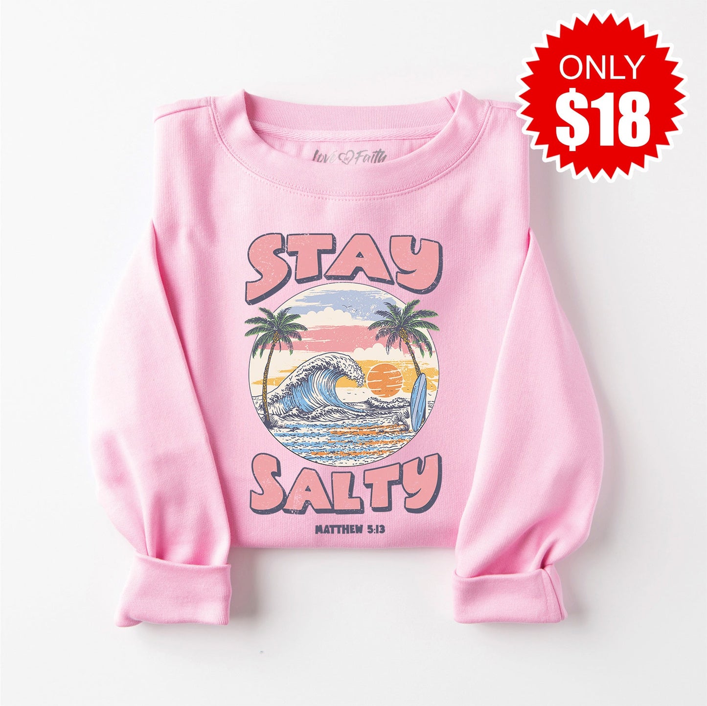 Stay Salty Sweatshirt - Heather Bubble Gum - 18 Style002