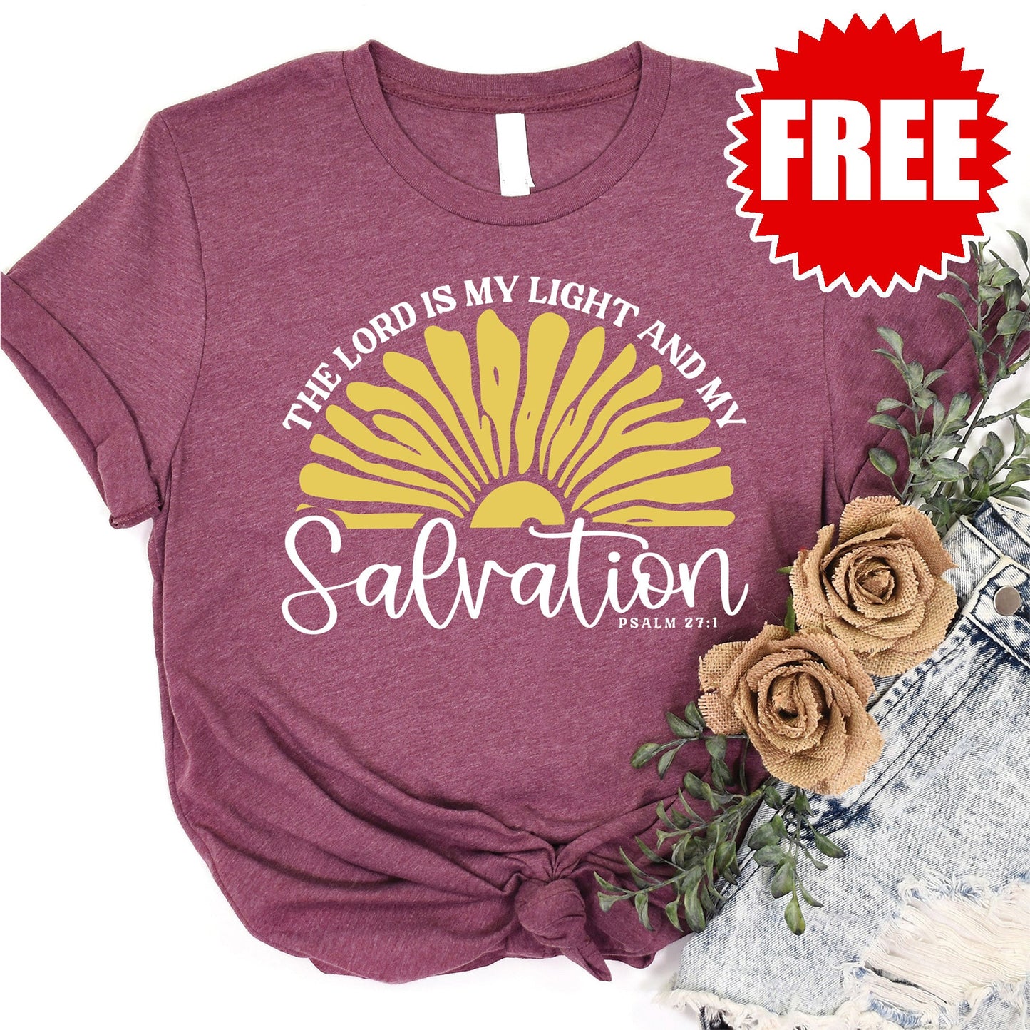 Light and Salvation Tee - Heather Burgundy - 0