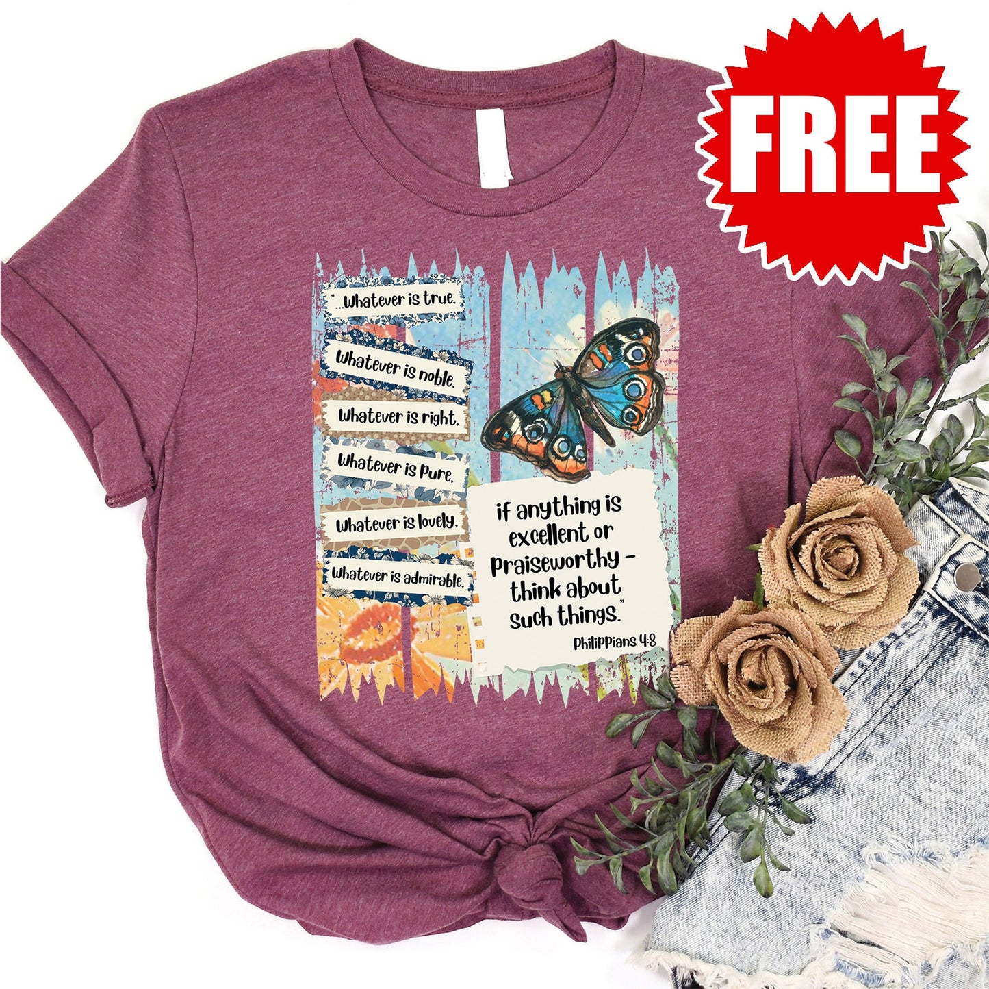 Philippians Tee - Heather Burgundy - 0