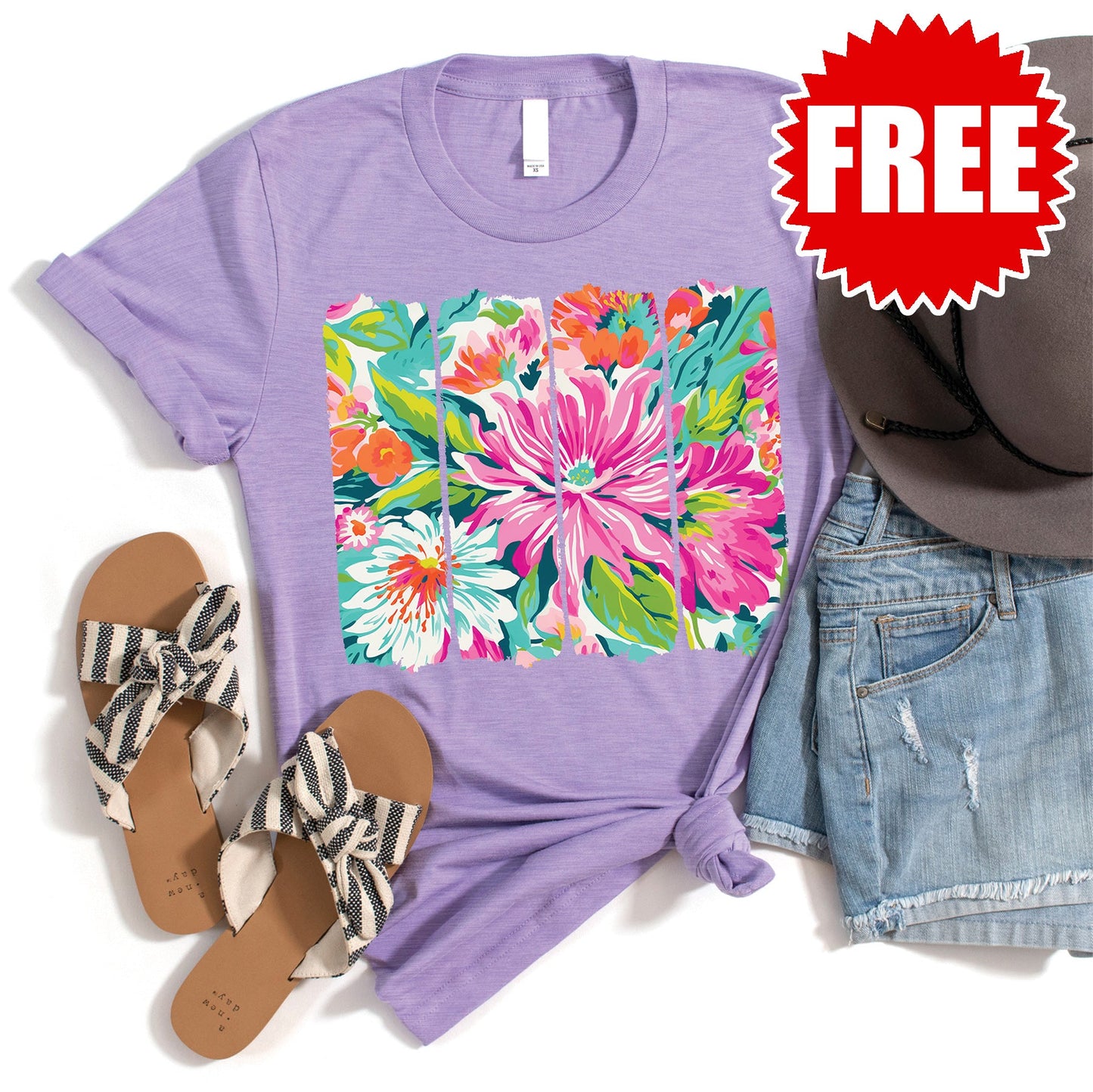 Floral Tee - Heather Dark Lavender - 0