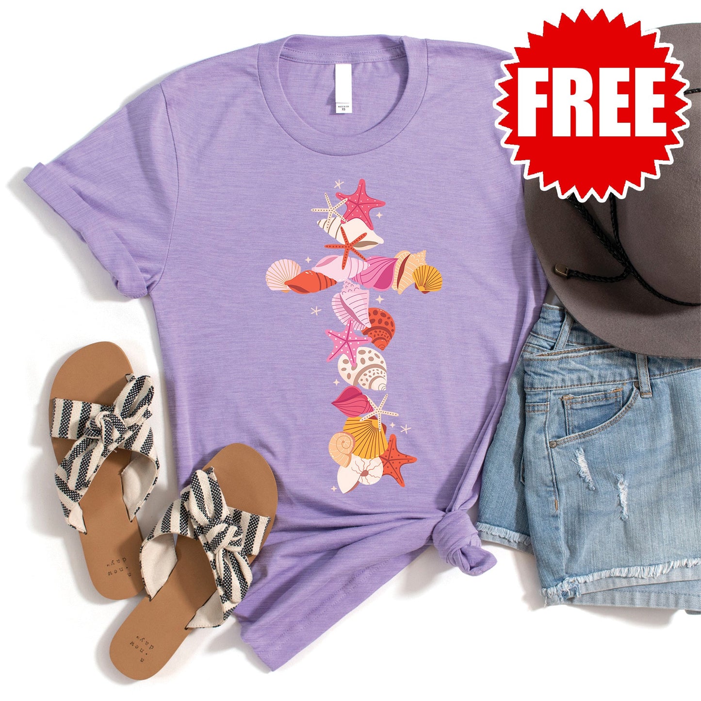 Shell Cross Tee - Heather Dark Lavender - 0