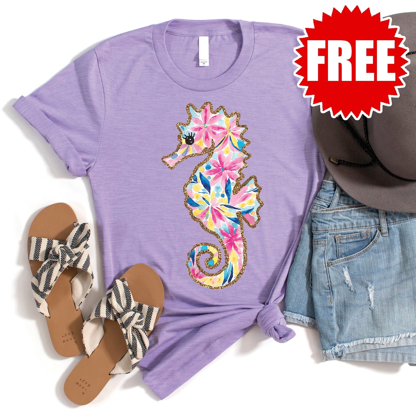 Seahorse Tee - Heather Dark Lavender - 0
