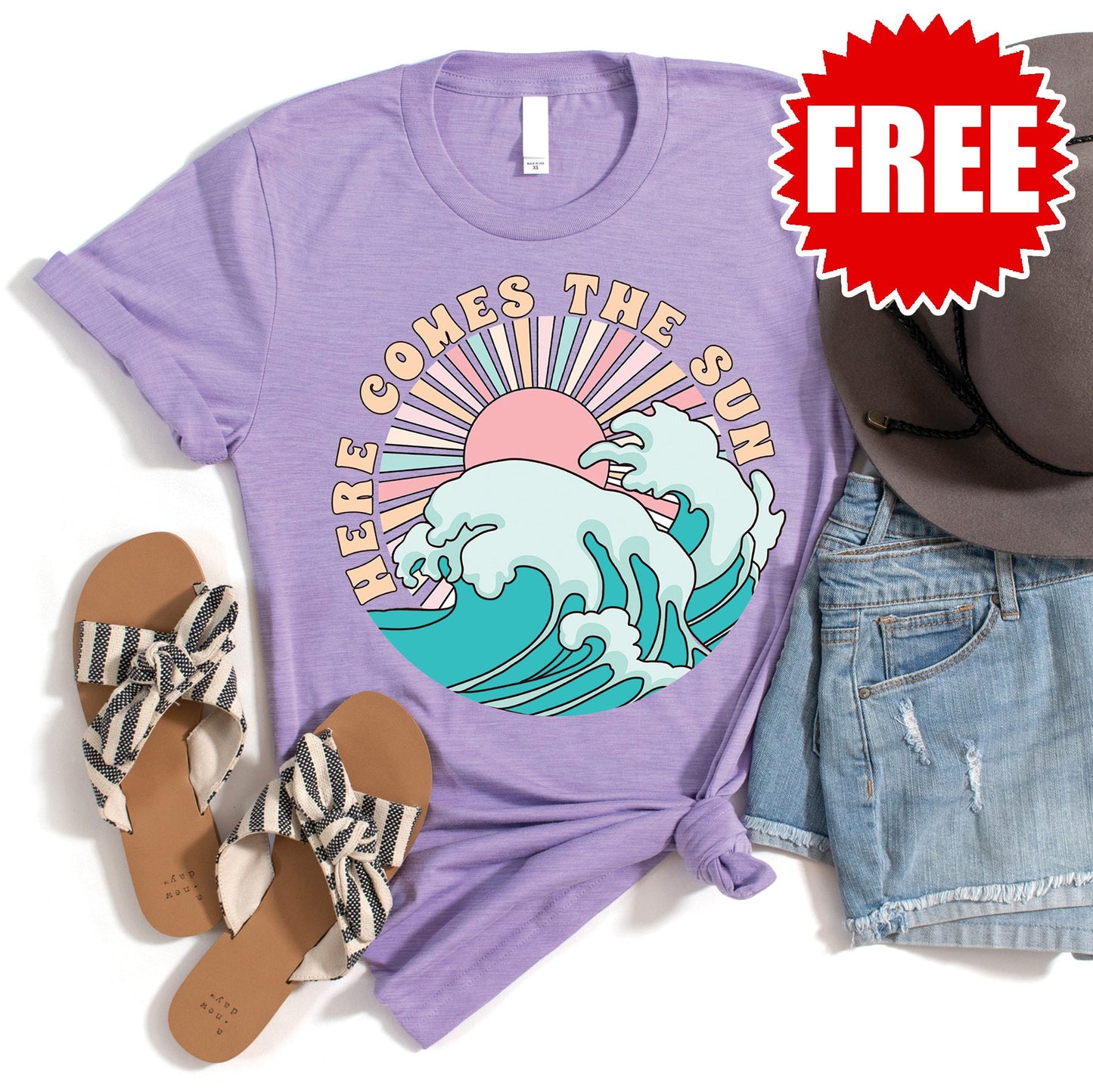 Here Comes the Sun Tee - Heather Dark Lavender - 0