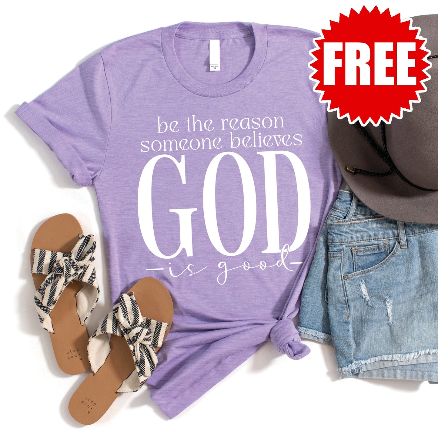 God is Good Tee - Heather Dark Lavender - 0