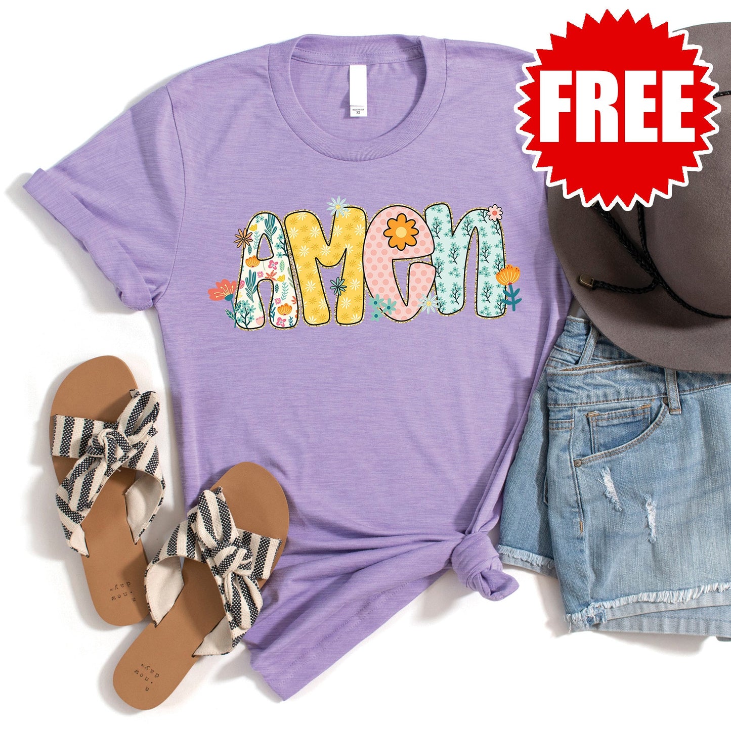 Amen Tee - Heather Dark Lavender - 0 Style001